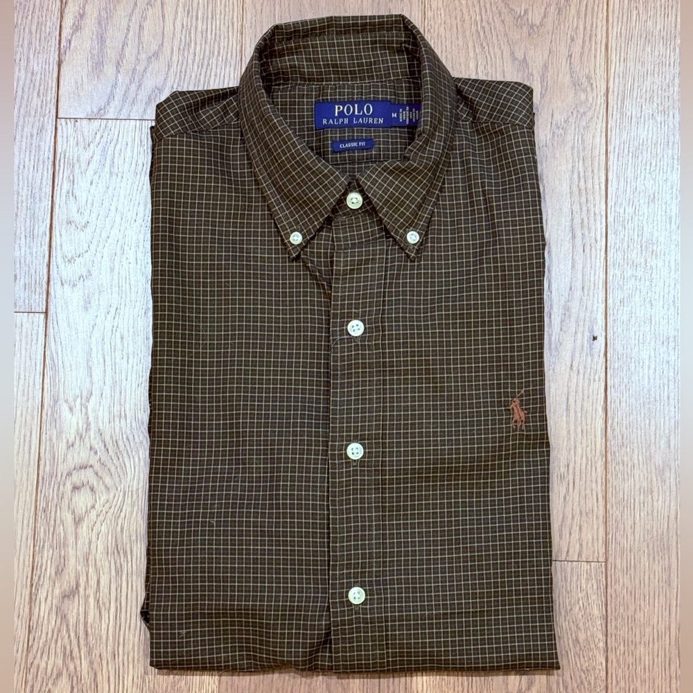 Classic Men's Brown Checkered Button Down Shirt